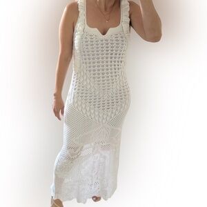 Elegant White Crochet Dress